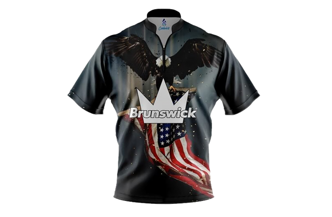 Brunswick Mens Dye Sub Dark Seas CoolWick Performance Bowling Shirt 