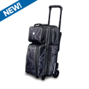 Brunswick Punisher Double Roller Bowling Bag – Grey, Holds 2 Balls & Shoes, Retractable Handle, 5-Inch Wheels