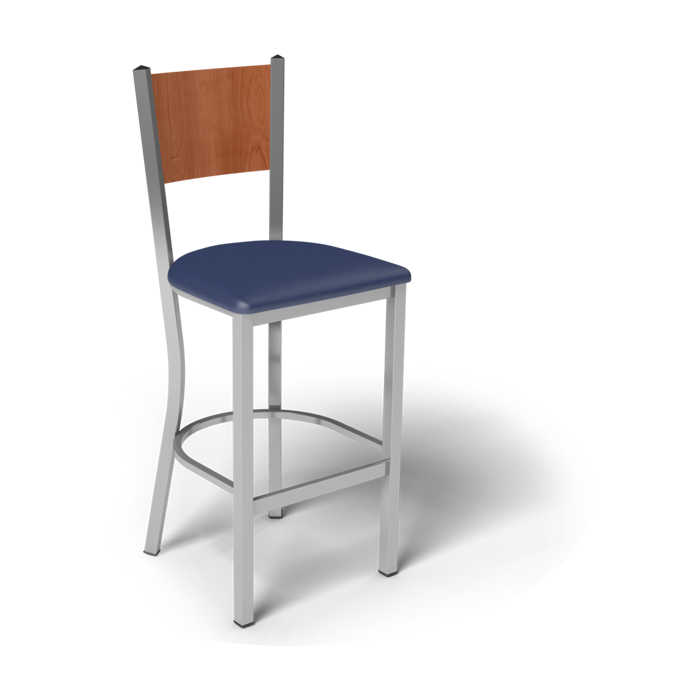 Center Stage Mama Melissa Barstool. Royal Vinyl, Oiled Cherry, & Silver Weldment-1