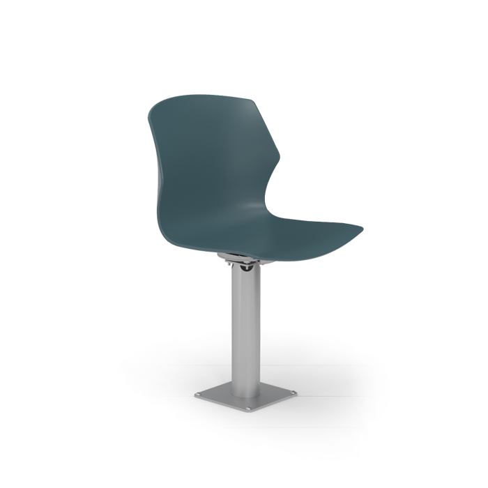 Center Stage - Fixed Plastic Seat.  Color: Gray Blue with Silver leg.-1