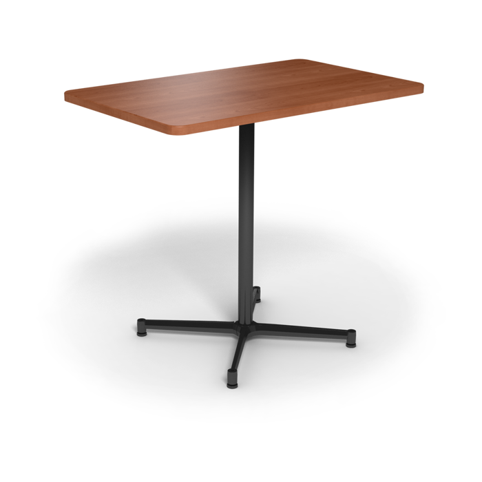 Center Stage, bar height, rectangular table. Oiled cherry & black weldment-1