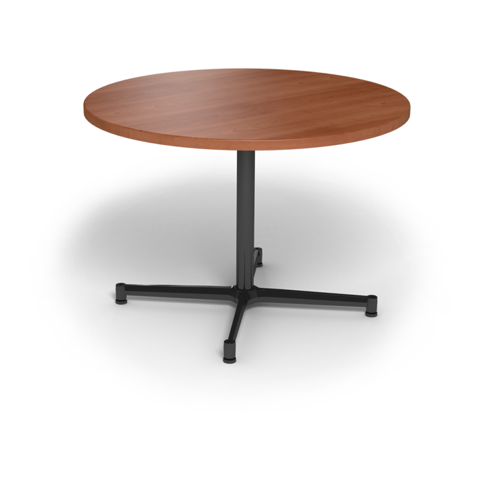 Center Stage, table height, round table. Oiled cherry & black weldment-1