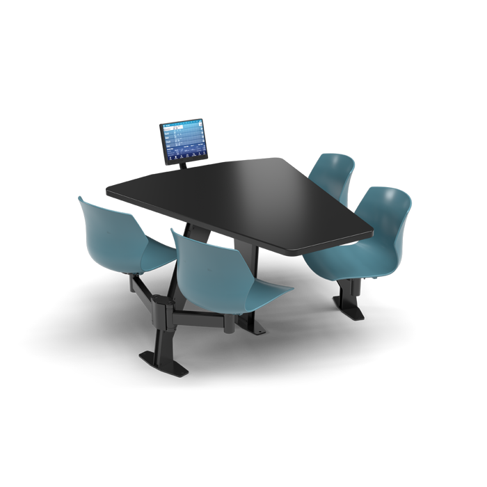CS, Swing Swivel, Shield Black Table, Grayblue Plastic Chair with Black Weldment-1