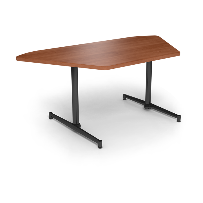 Center Stage, Trapezoid Table Height Table. Oiled Cherry & Black Weldment-1