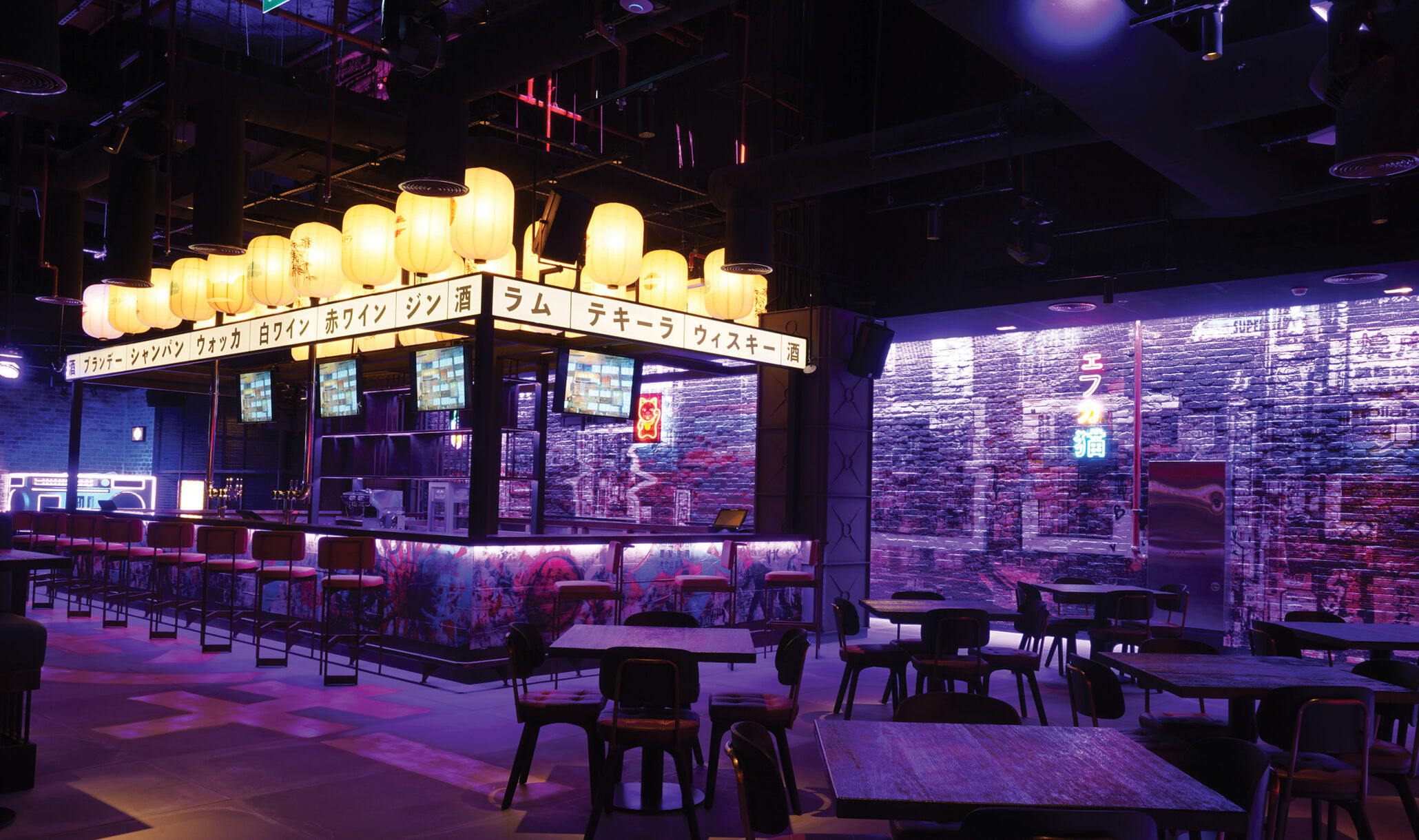 Brass Monkey, Dubai UAE - Bar under Black Light-1