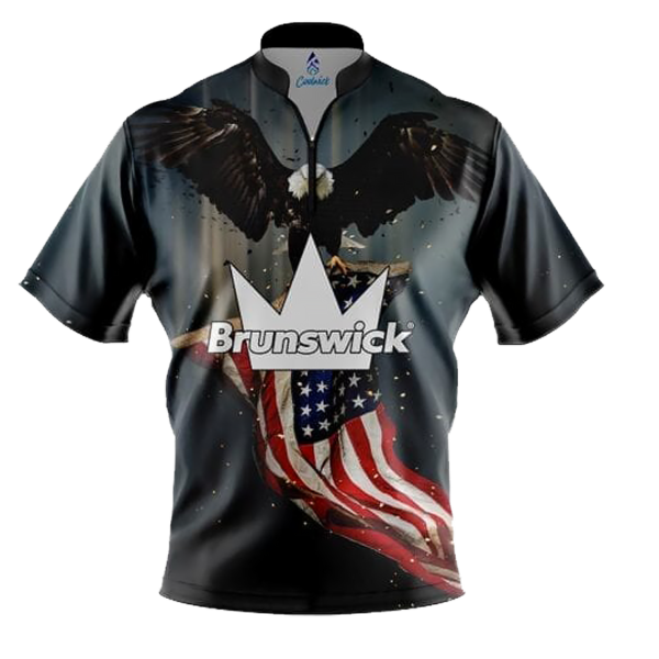 Coolwick Apparel Bowling Shirt with American Flag, Eagle, and Brunswick Logo