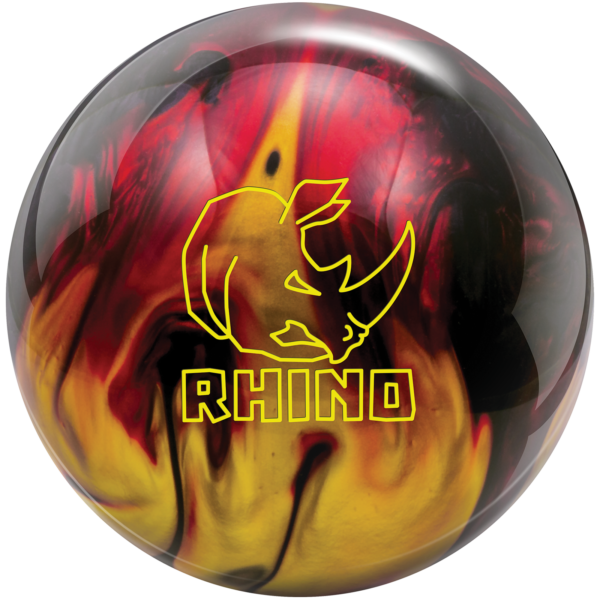 Rhino Red Black Gold bowling ball