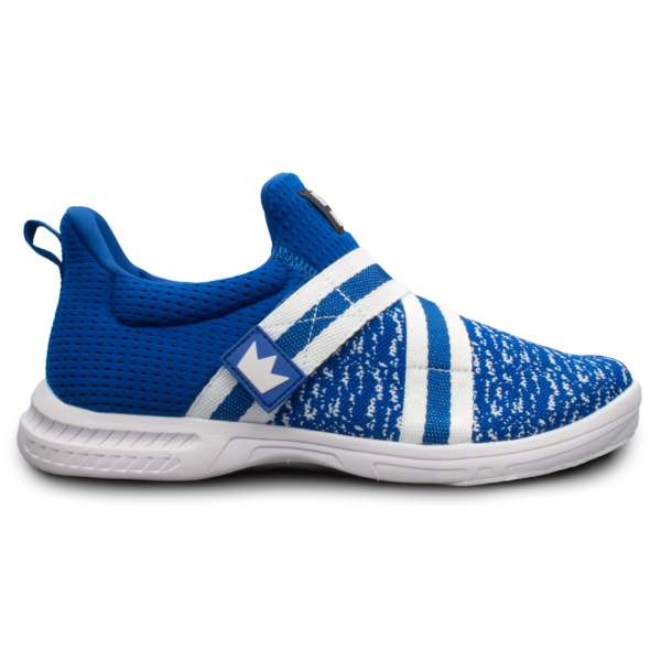 Side view of the Royal Blue and White Slingshot shoe