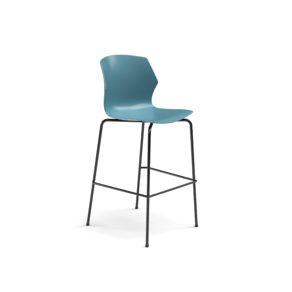 Center Stage Barstool. Grayblue Plastic Center Stage Barstool with Black Weldment
