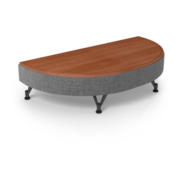 Center Stage Half Moon Table. Cover Cloth Vesper & Oiled Cherry
