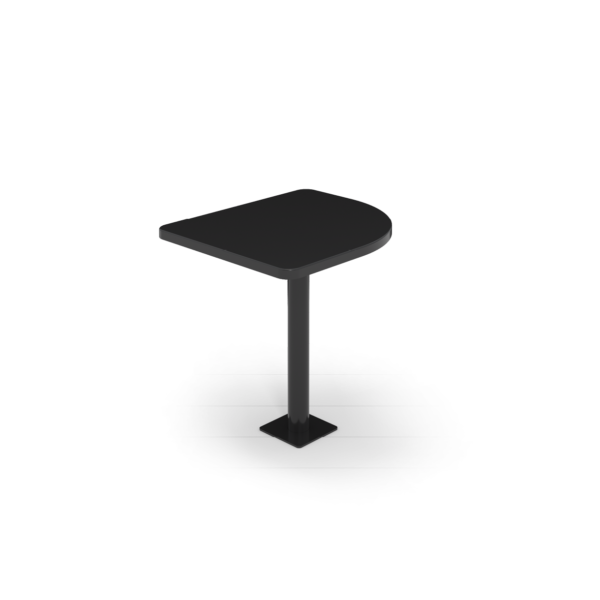 Center Stage Onlane Dining Table. Black Top & Black Legs. 30x26 - Curved