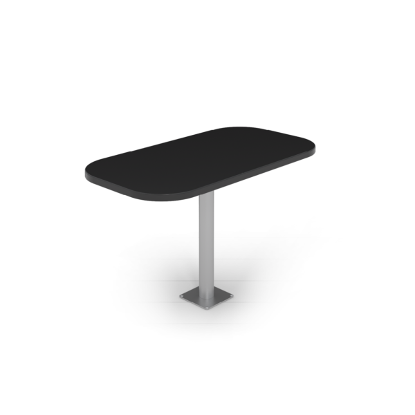 Center Stage Onlane Dining Table. Black Top & Silver Legs. 48x26