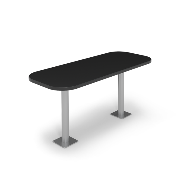 Center Stage Onlane Dining Table. Black Top and Silver Legs.