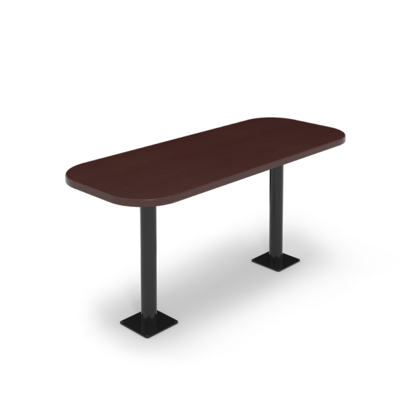 Center Stage Onlane Dining Table. Formal Mahogany Top and Black Legs.