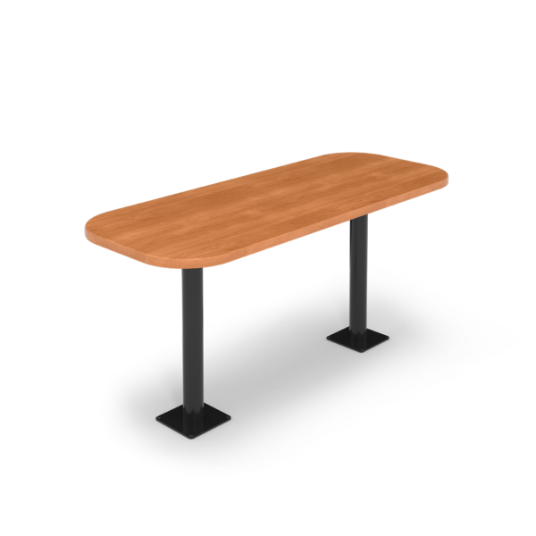 Center Stage Onlane Dining Table.  Honey Maple Top and Black Legs.