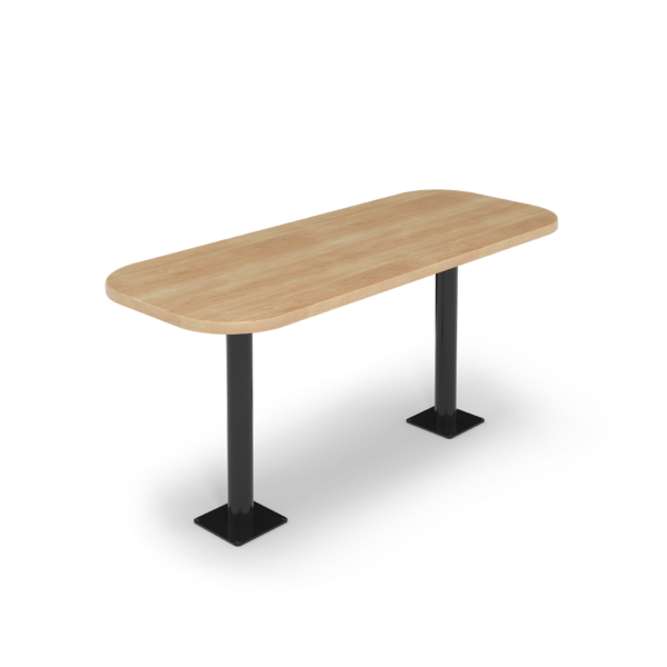 Center Stage Onlane Dining Table. Sugar Maple Top and Black Legs.