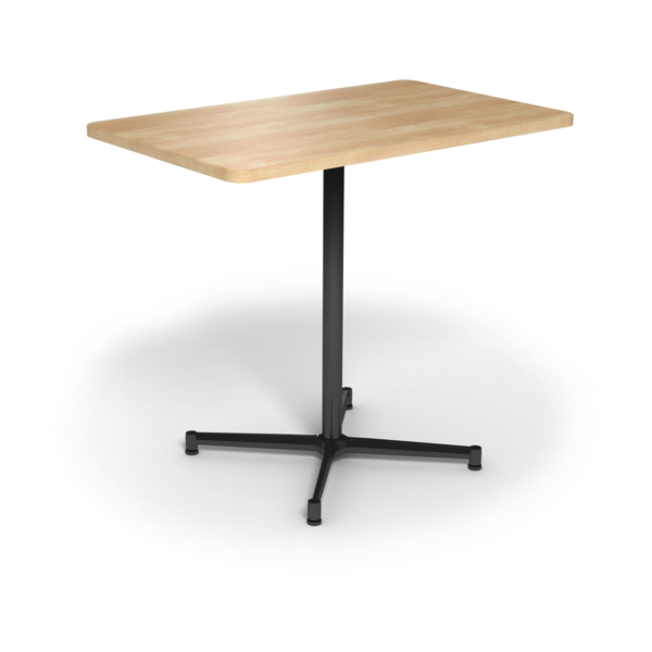 Center Stage, bar height, rectangular table. Sugar maple & black weldment.