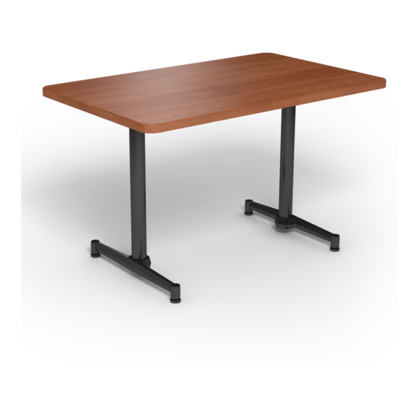 Center Stage, table-height, rectangular table. Oiled cherry & black weldment