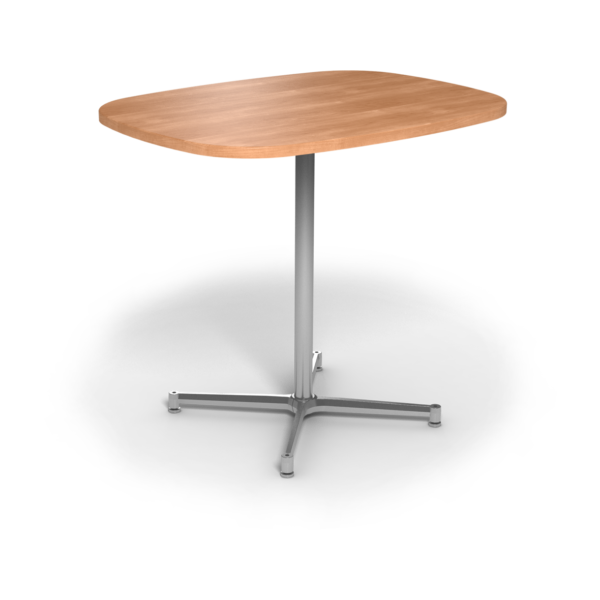 Center Stage Bar Height Super Elliptical Table. Honey Maple & Silver Weldment
