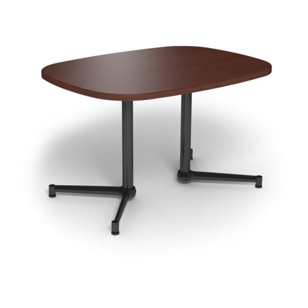 Center Stage, Super Elliptical Table Height Table, Formal Mahogany & Black Weldment
