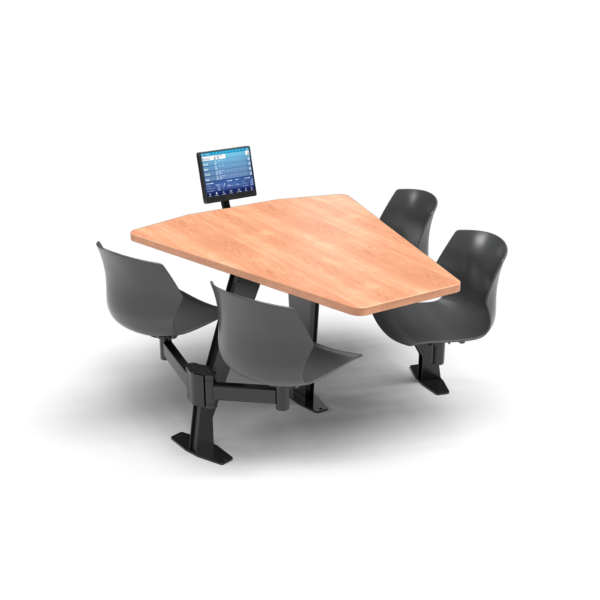 CS, Swing Swivel, Shield Honey Maple Table, Road Plastic Chair with Black Weldment