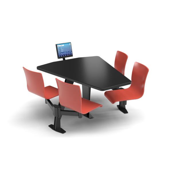 CS, Swing Swivel, Shield Black Table, Cafe Sienna Plyform Chair with Black Weldment