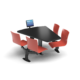 CS, Swing Swivel, Shield Black Table, Cafe Sienna Plyform Chair with Black Weldment, for Shield Table with Bent Plywood Seats (thumbnail 1)